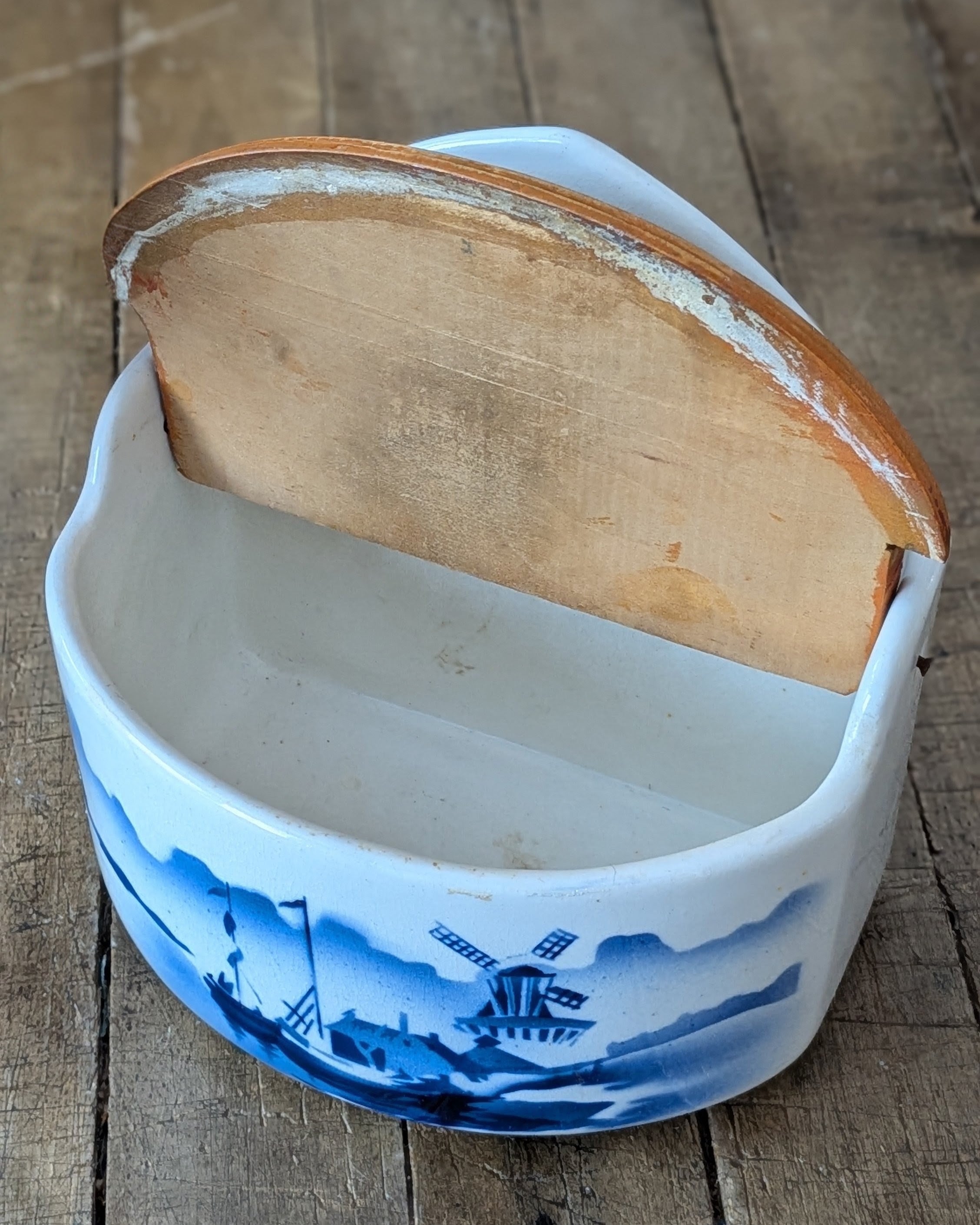Vintage Ceramic Wall-Mount Salt Box Czechoslovakia