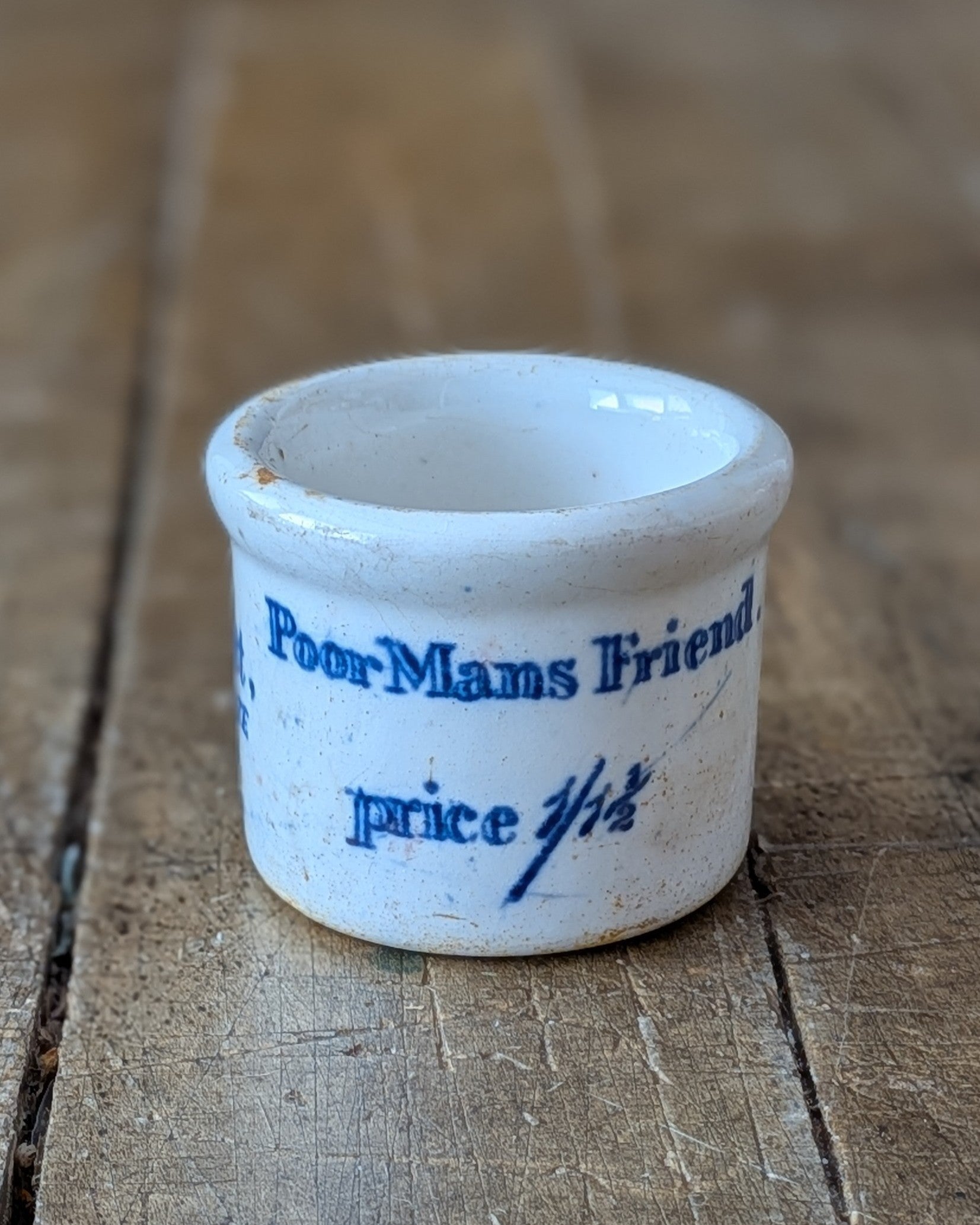 Antique 19th-Century Poor Man's Friend Cure-All Salve Advertising Pot
