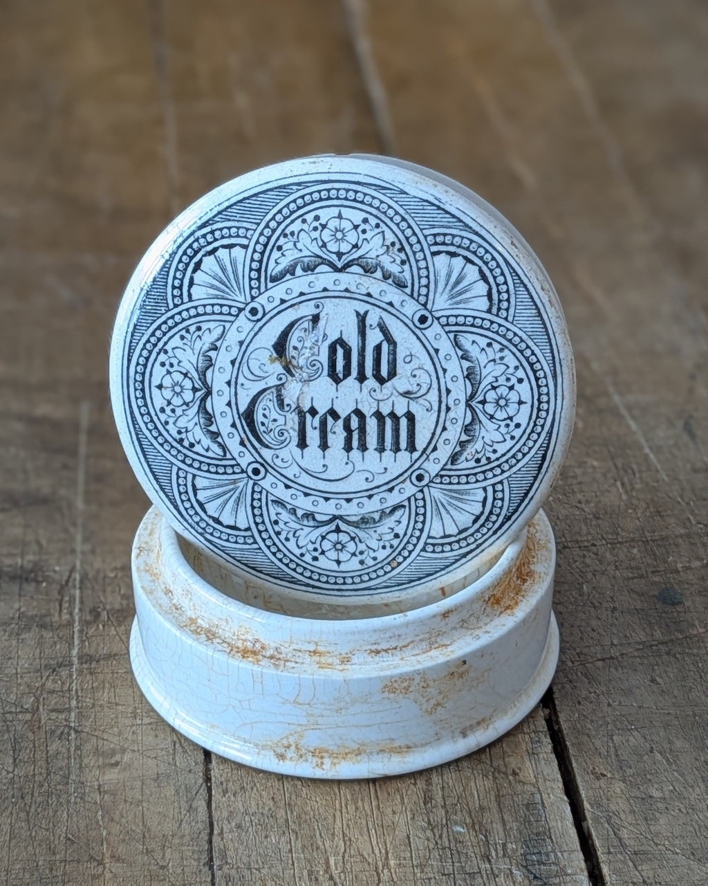Antique English Ironstone Cold Cream Lidded Pot