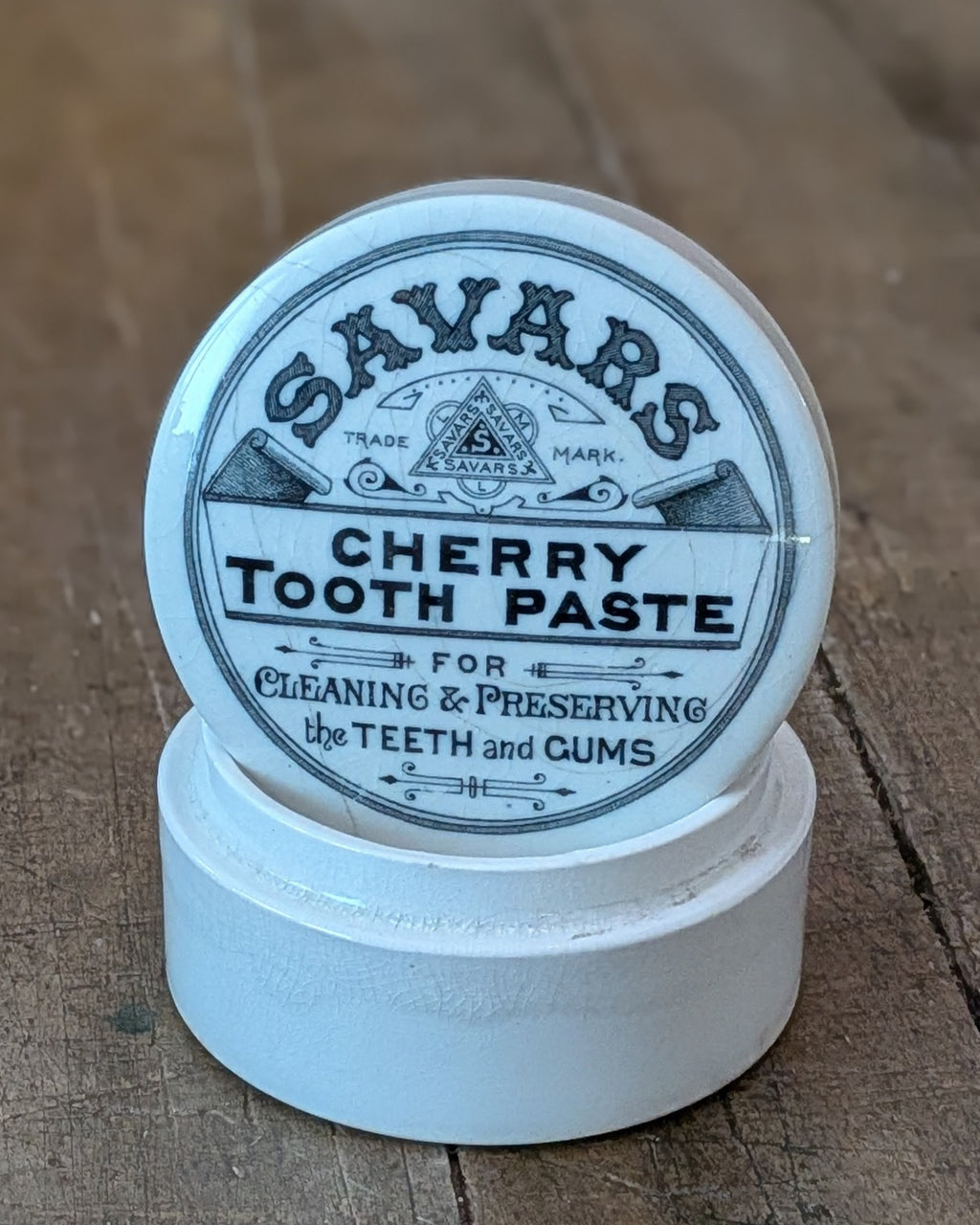Ironstone Savars Cherry Tooth Paste Lidded Pot