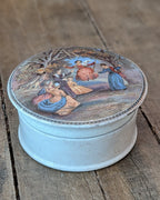 c1870 Prattware Lidded Pot 'The Swing'