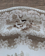 Staffordshire Brown Transferware Serving Platter 'Parma' Pattern, c1862-1891