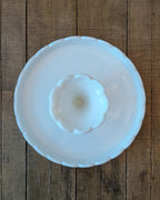 Vintage Paneled Grape Milk Glass Footed Cake Stand