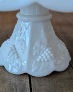Vintage Paneled Grape Milk Glass Footed Cake Stand