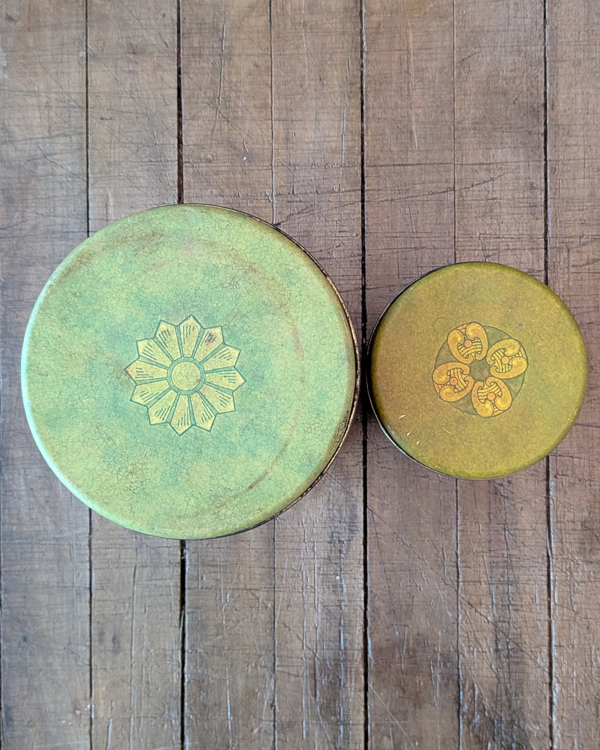 Two Vintage Ballonoff Tin Cannisters for Sugar & Tea