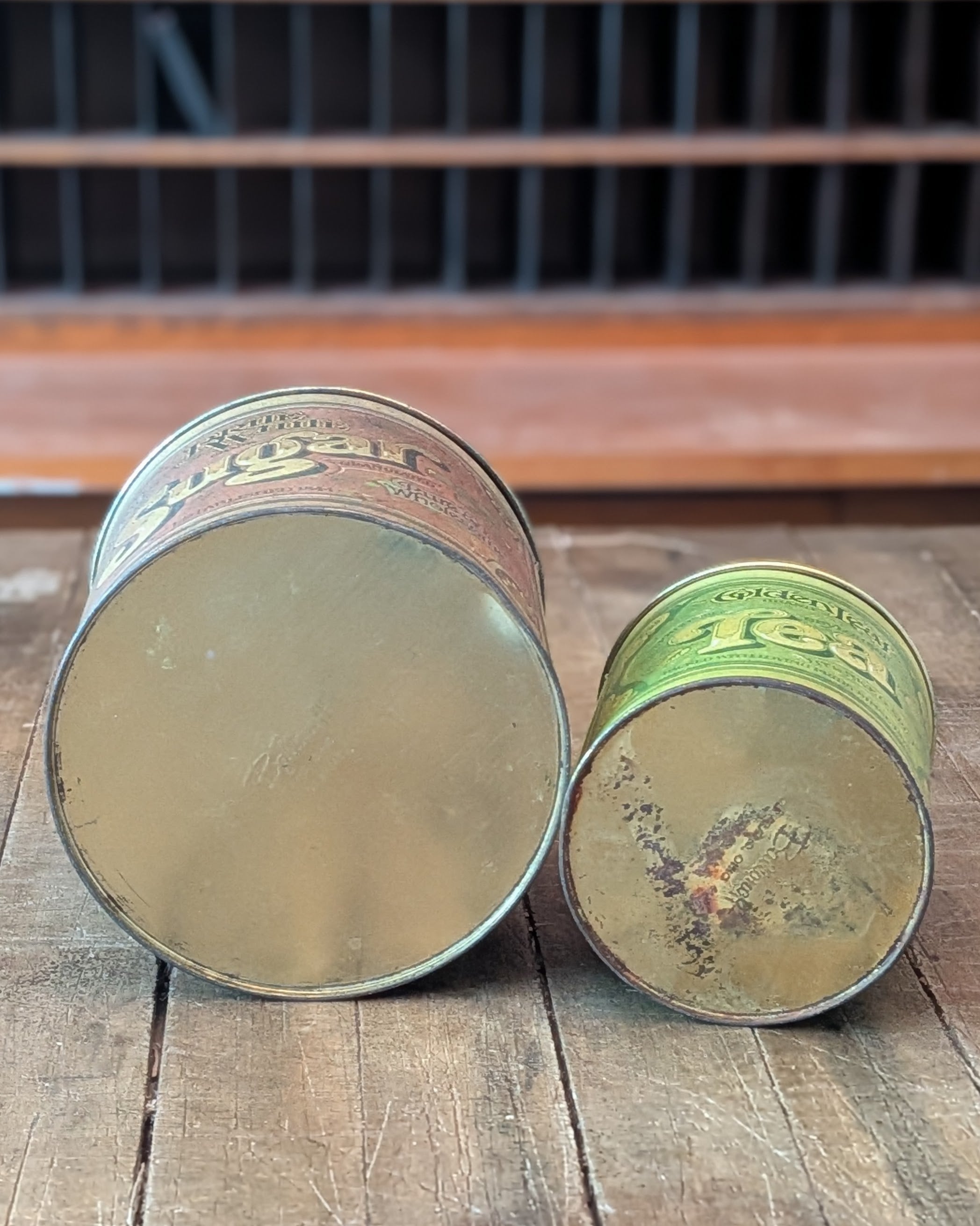 Two Vintage Ballonoff Tin Cannisters for Sugar & Tea