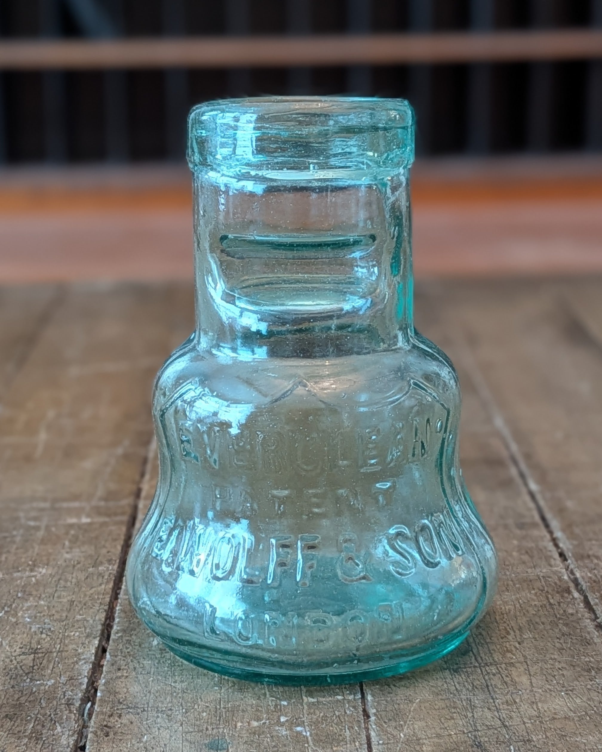 Everclean Bell-Shaped Aqua Glass Paste or Glue Pot