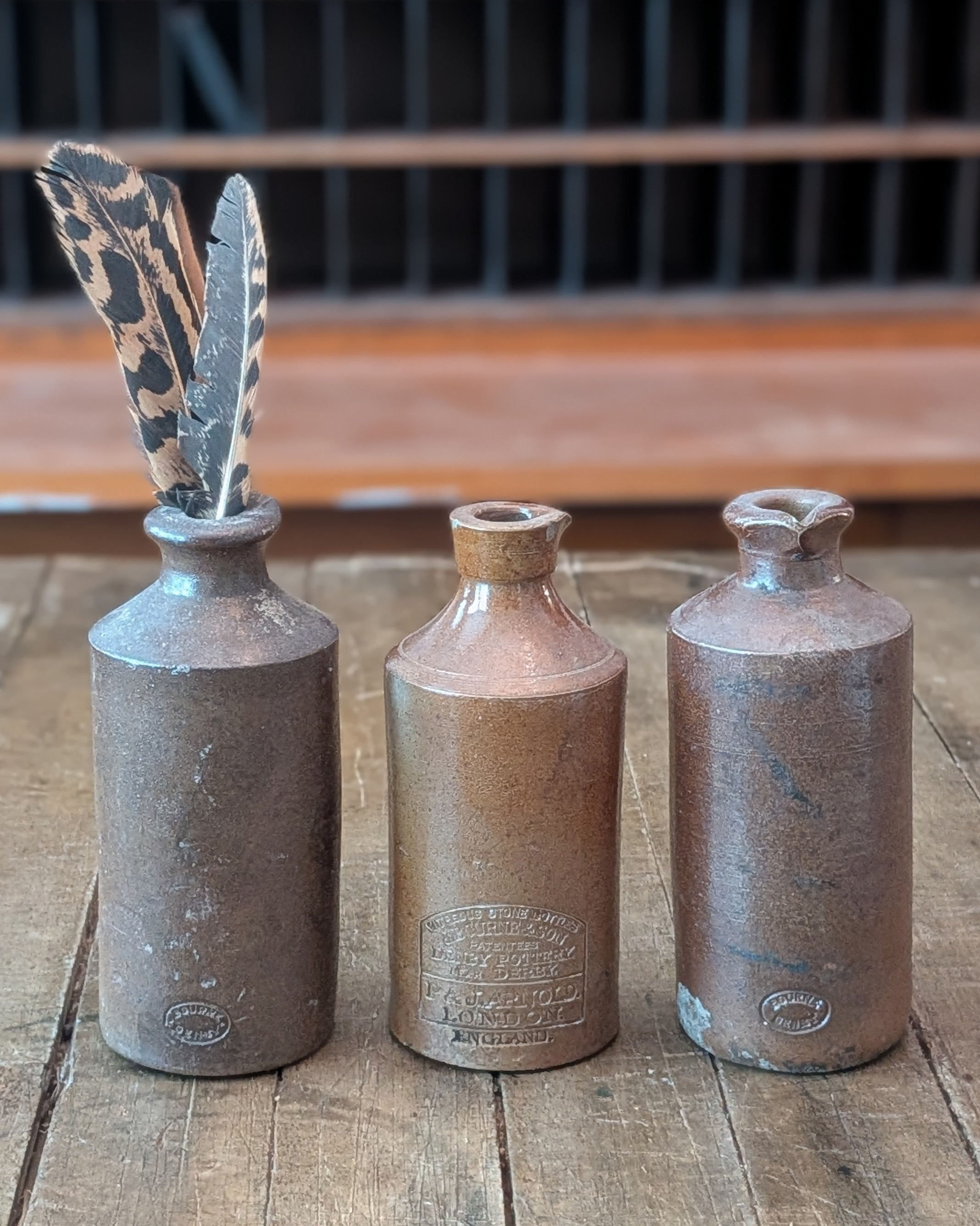 Set of 3 Stoneware Master Ink Bottles