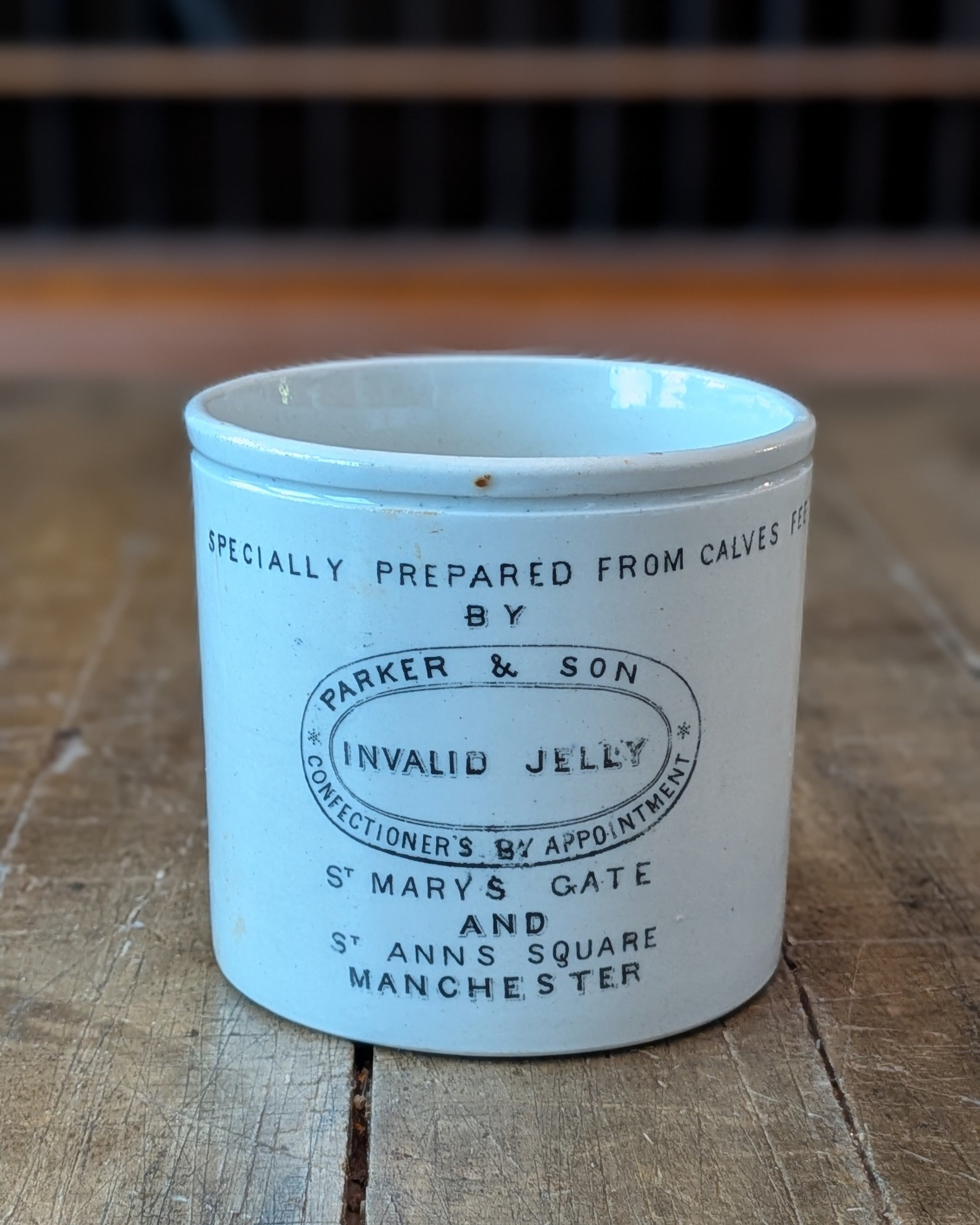 Victorian-era Ironstone Advertising Pot for Invalid Jelly
