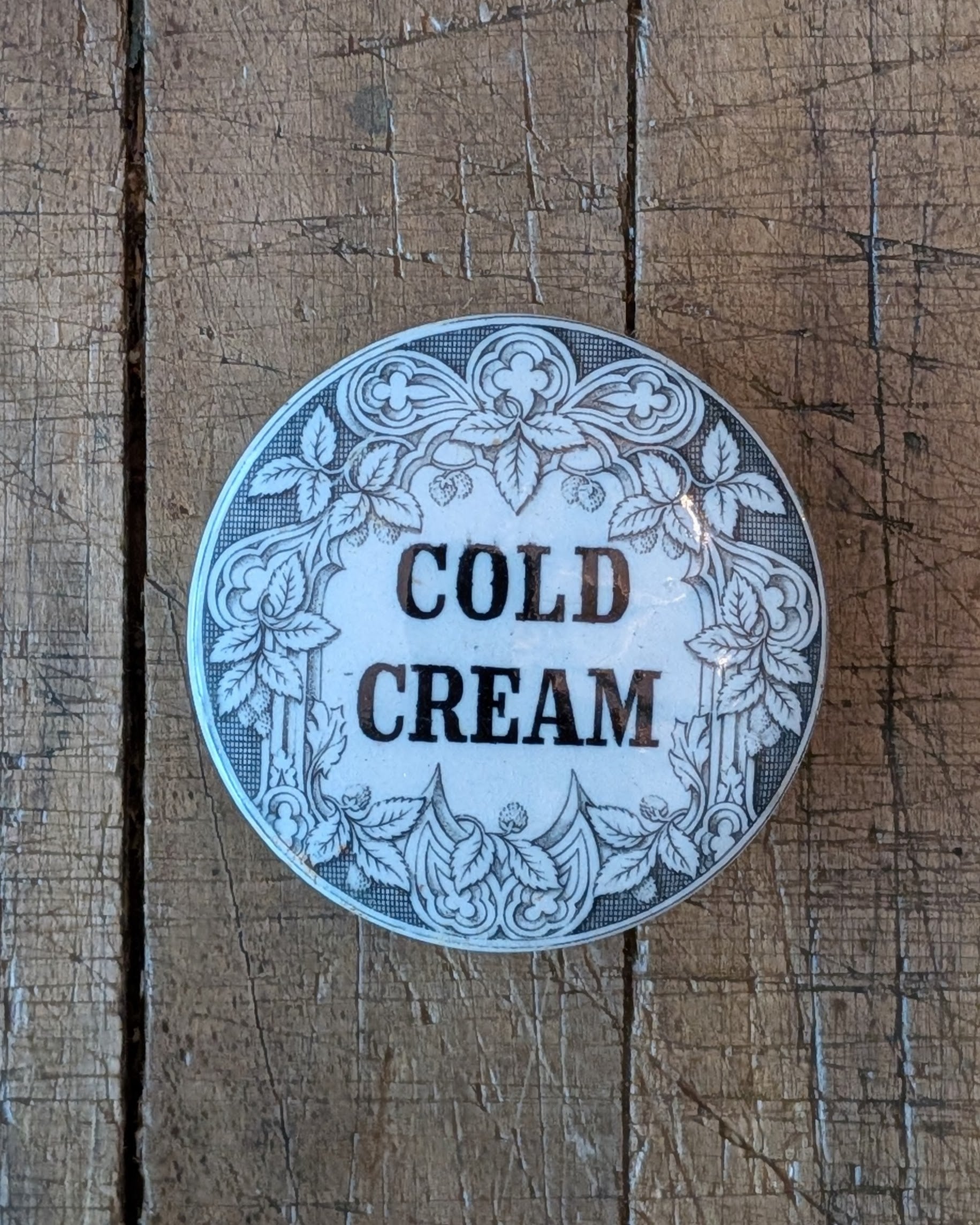 Victorian-era Ironstone Cold Cream Lidded Advertising Pot