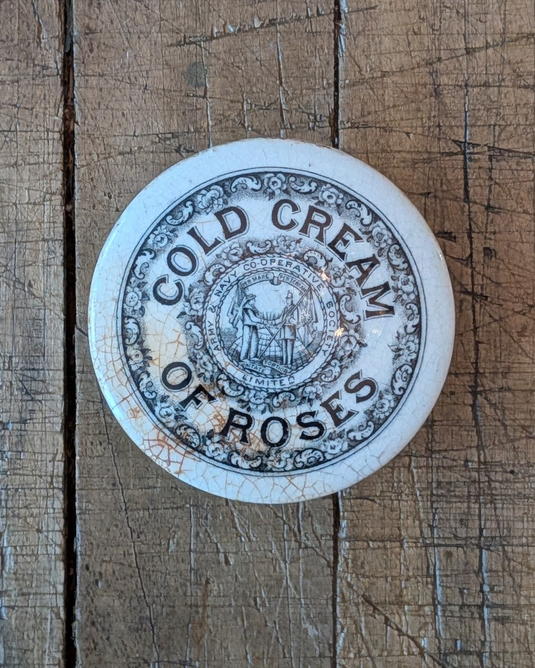 Victorian Army & Navy Cold Cream of Roses Lidded Advertising Pot