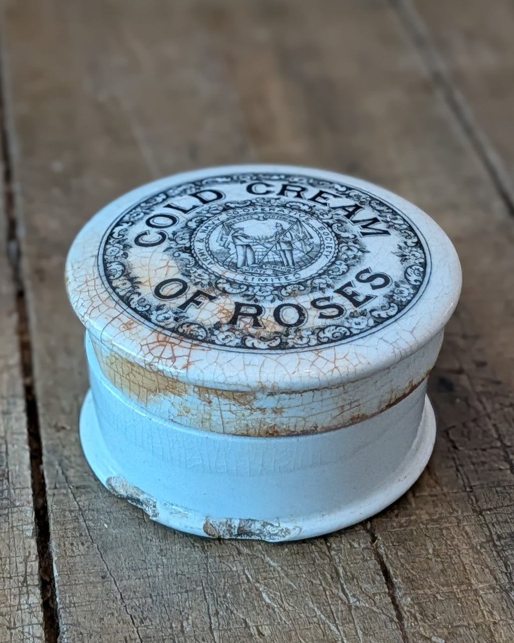 Victorian Army & Navy Cold Cream of Roses Lidded Advertising Pot