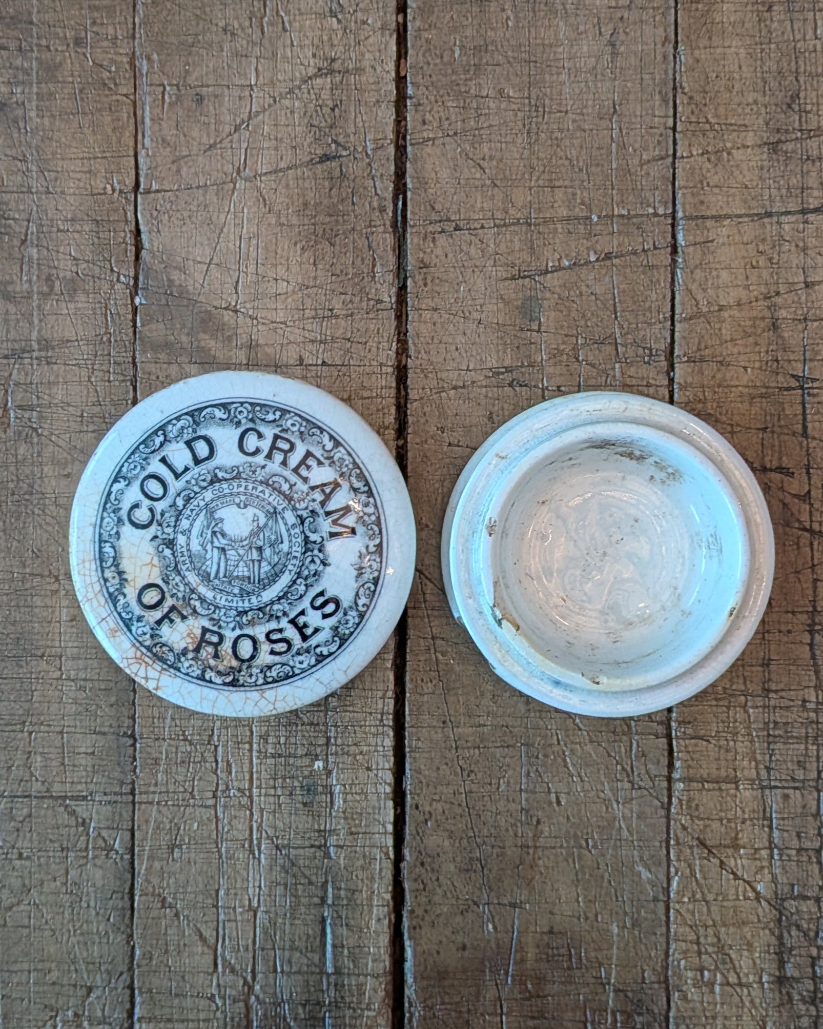 Victorian Army & Navy Cold Cream of Roses Lidded Advertising Pot