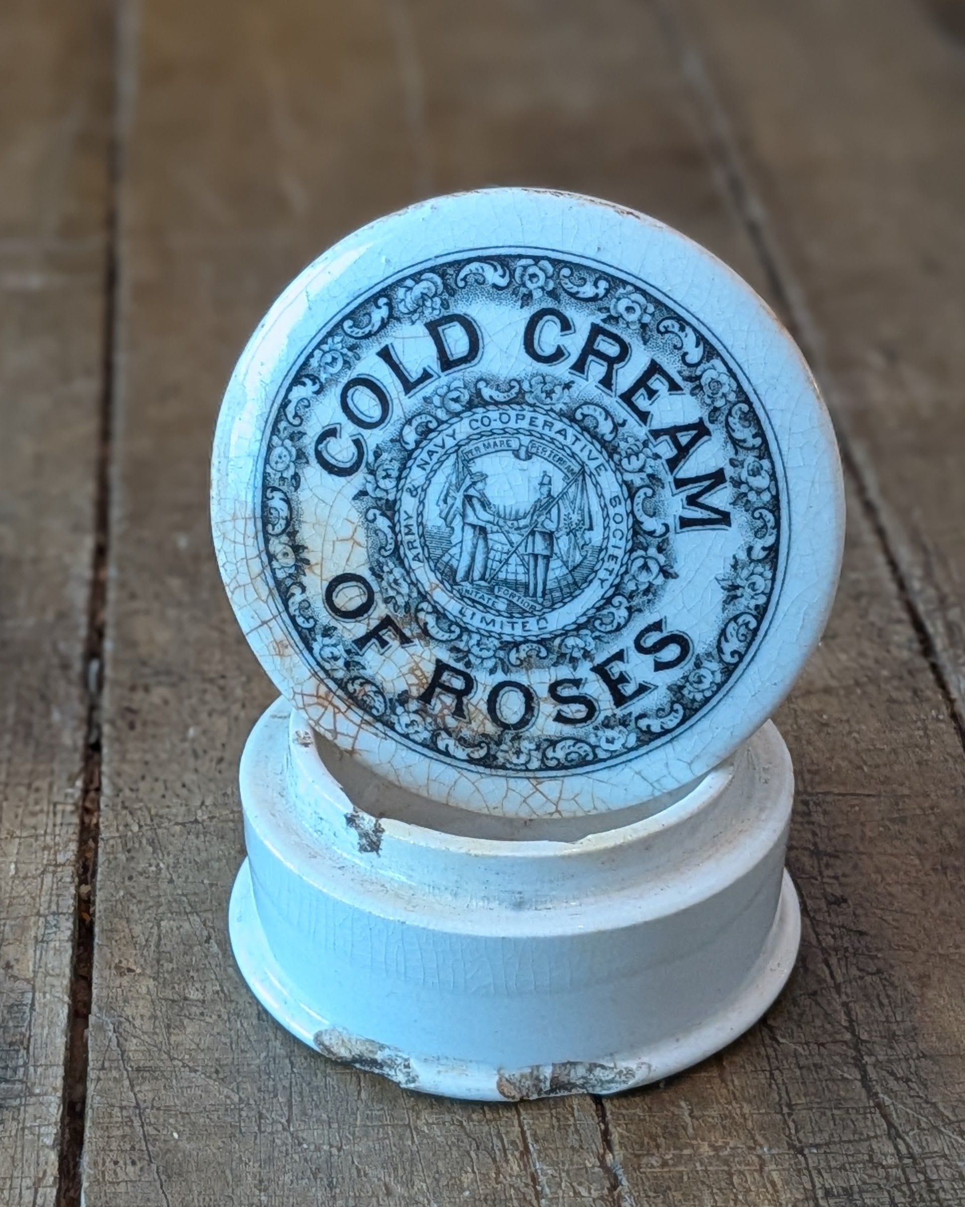 Victorian Army & Navy Cold Cream of Roses Lidded Advertising Pot