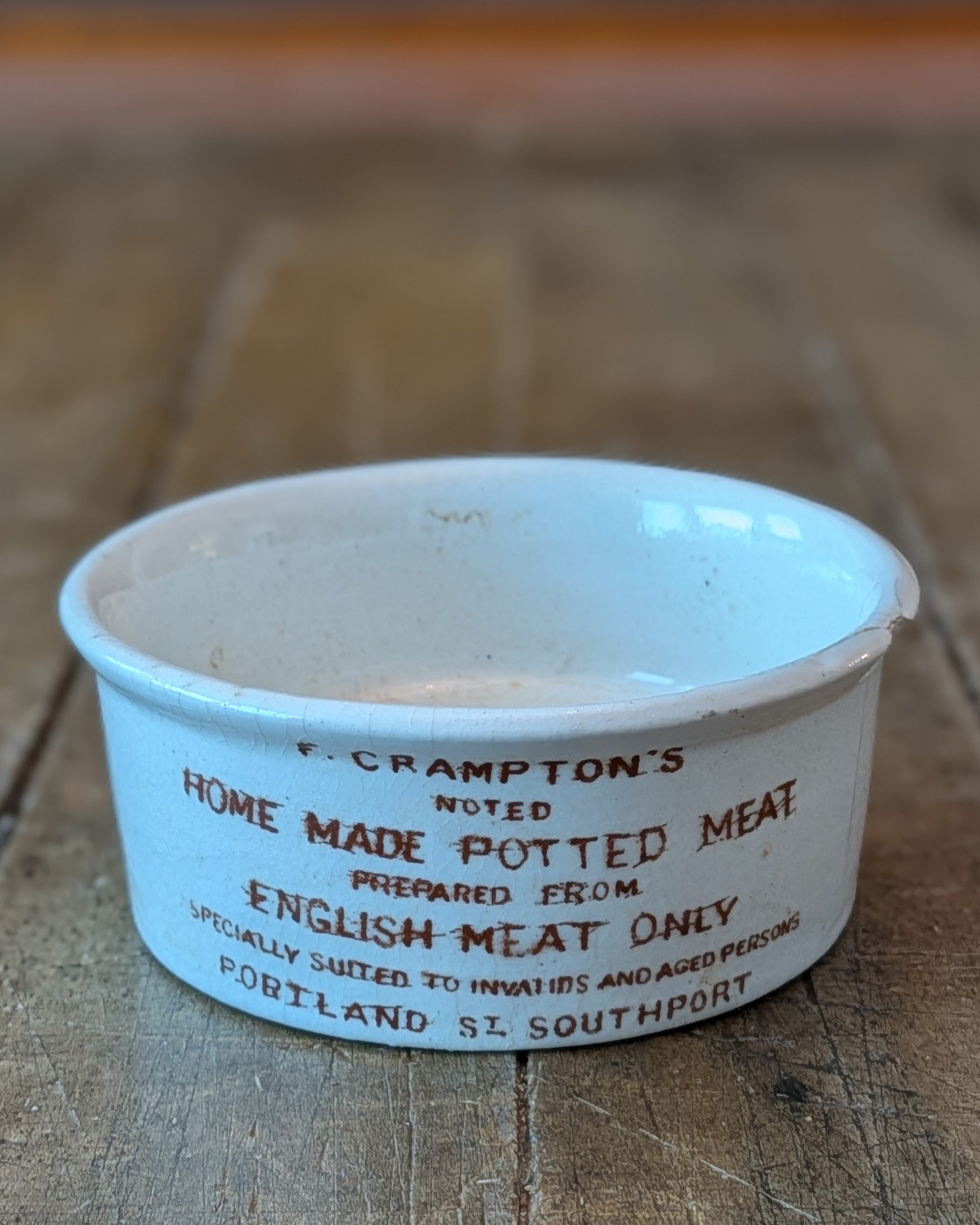 c1900 F. Crampton's Home-Made Potted Meat Pot