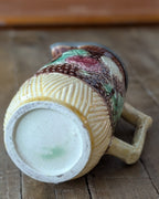 Antique Victorian Majolica Syrup or Milk Jug with Hinged Pewter Lid, c1880
