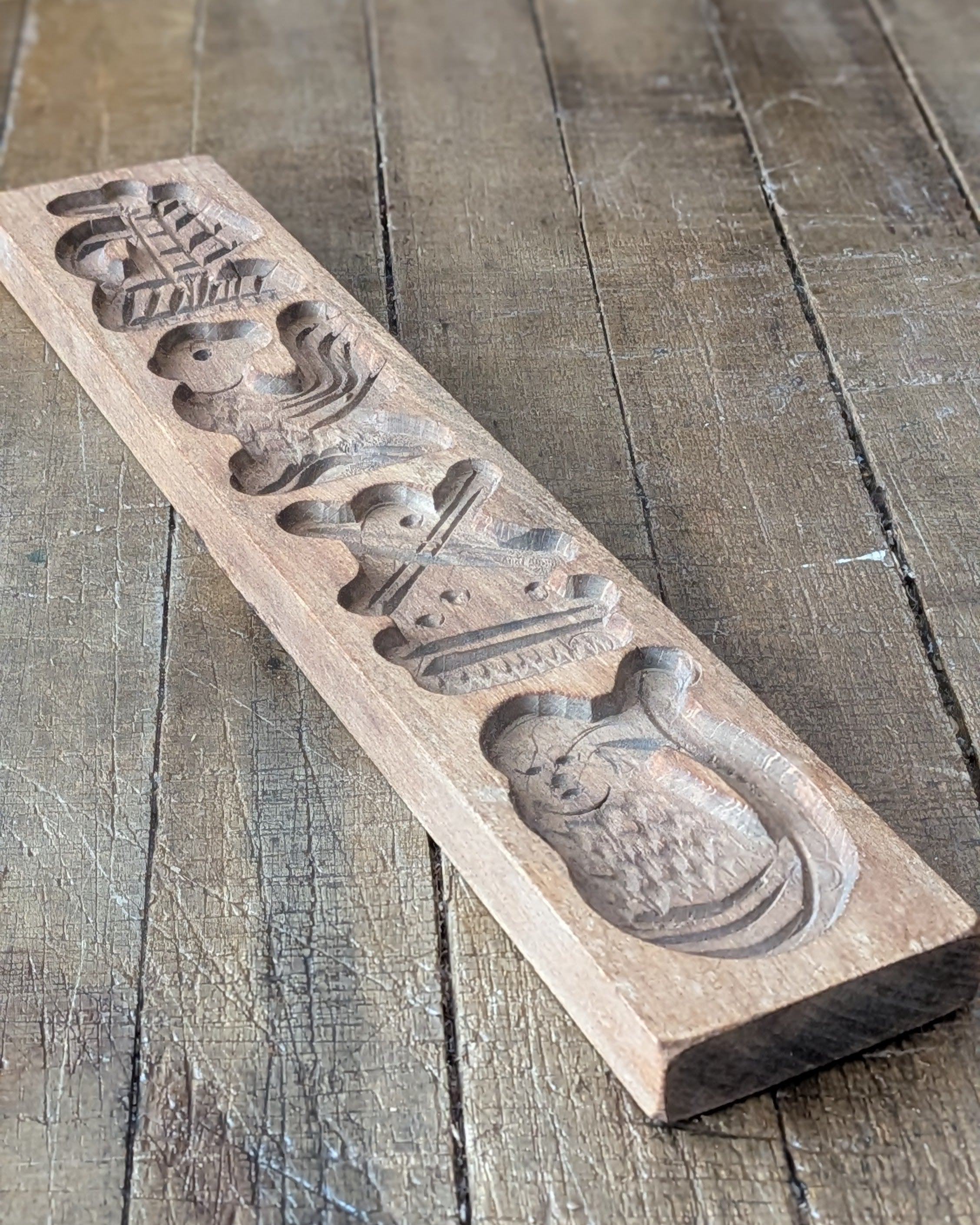 Antique Wooden Biscuit Mold, c1930