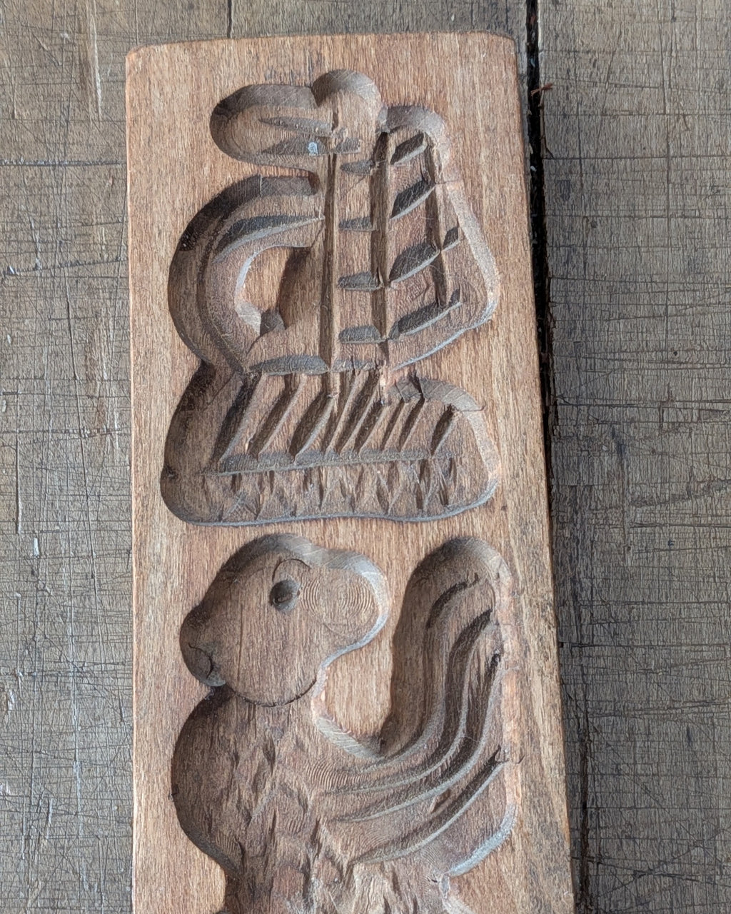 Antique Wooden Biscuit Mold, c1930