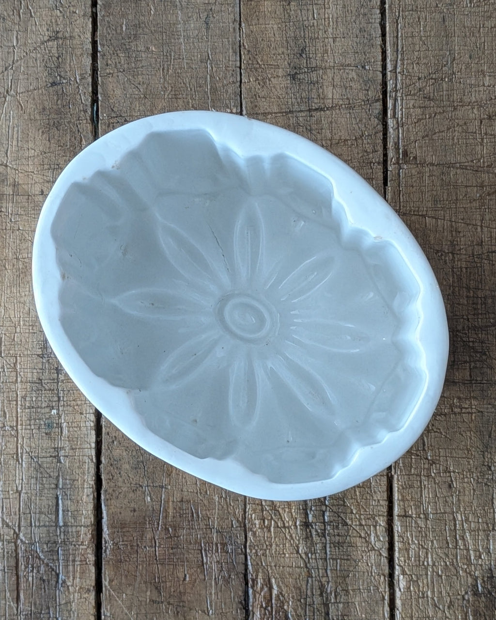 Antique English Ironstone Jelly or Pudding Mold with Sunflower Design