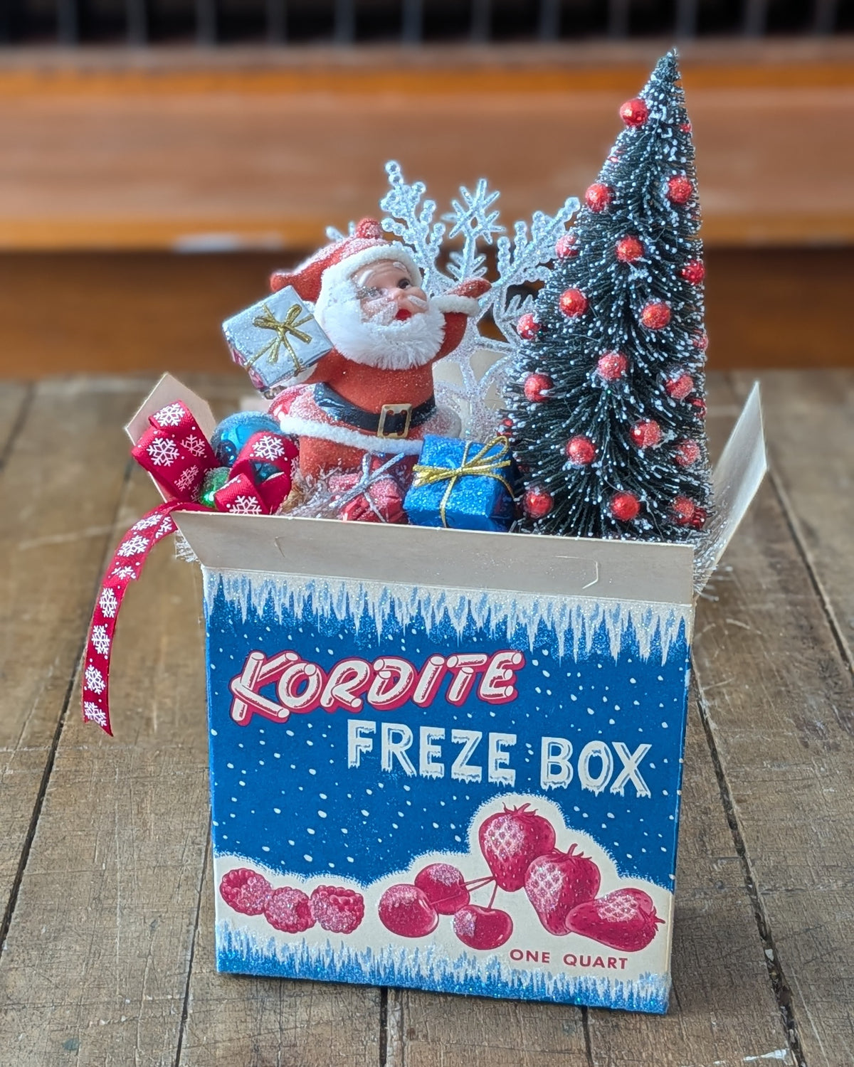 Vintage Kordite Freze Box Christmas Assemblage