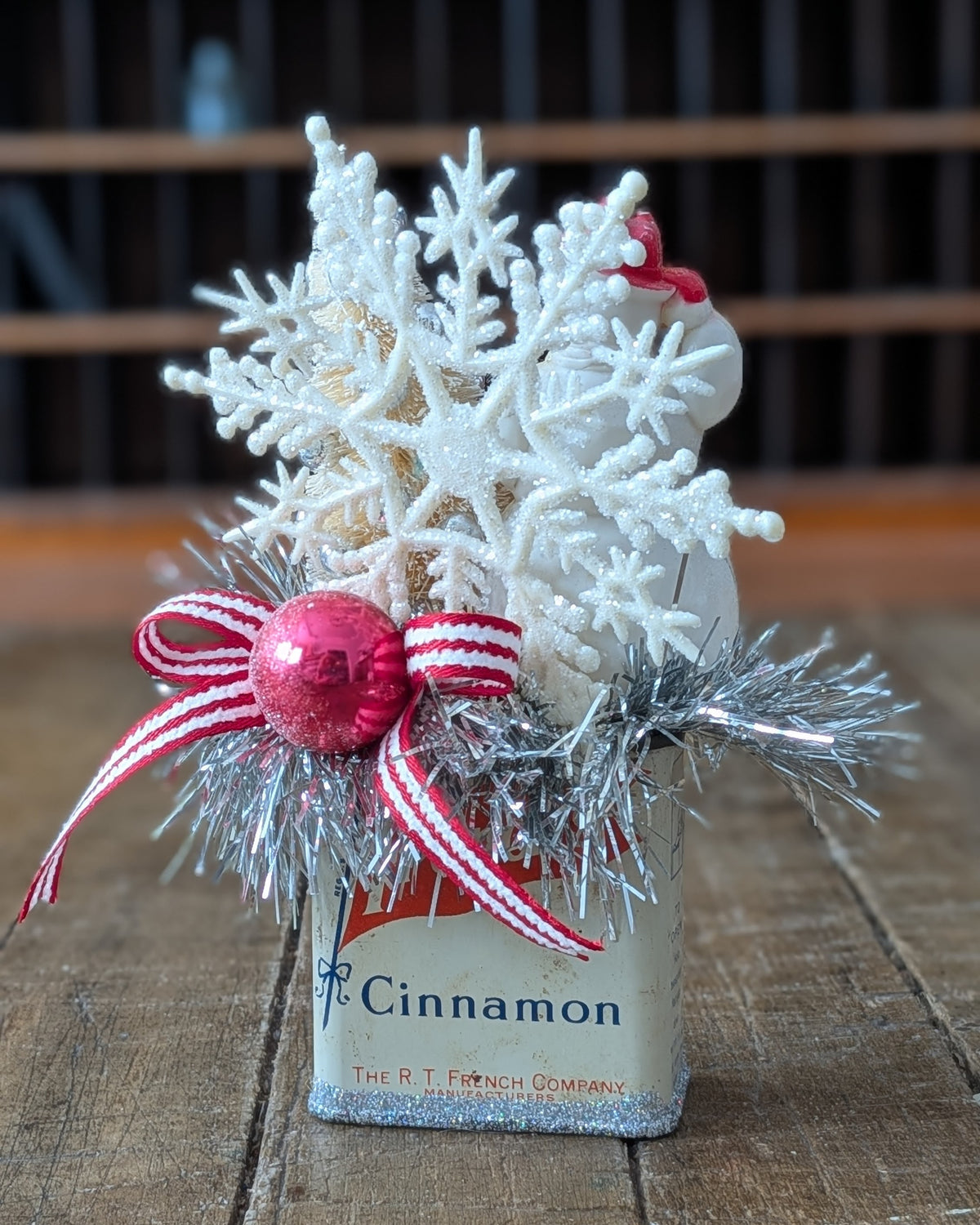 Vintage Handcrafted Cinnamon Spice Tin Assemblage