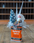 Handcrafted Vintage Barbecue Spice Tin Christmas Assemblage