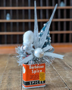 Handcrafted Vintage Barbecue Spice Tin Christmas Assemblage