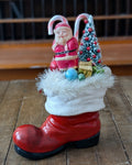 Vintage Ceramic Santa Boot Christmas Assemblage