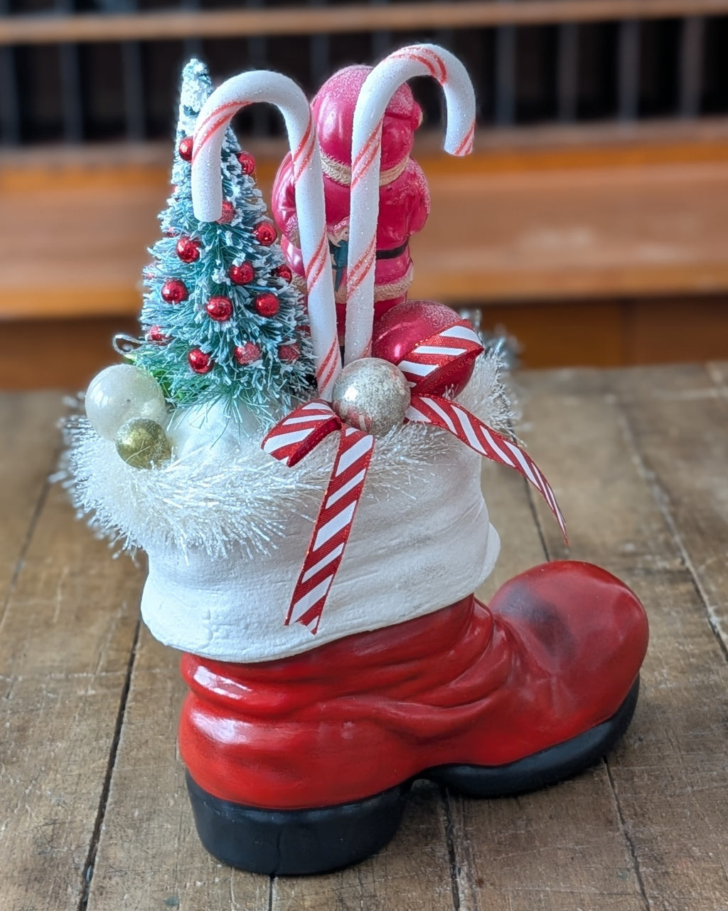 Vintage Ceramic Santa Boot Christmas Assemblage