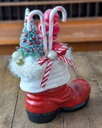Vintage Ceramic Santa Boot Christmas Assemblage