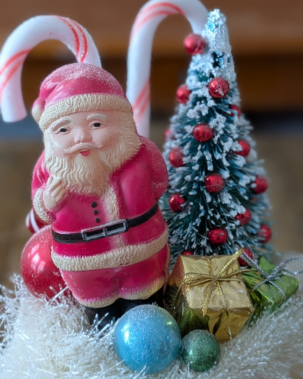 Vintage Ceramic Santa Boot Christmas Assemblage