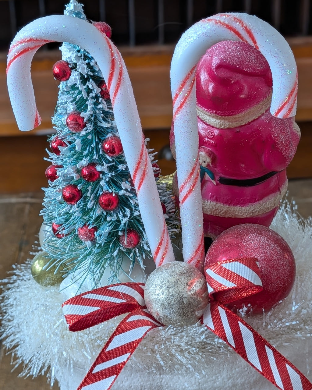 Vintage Ceramic Santa Boot Christmas Assemblage