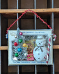 Handcrafted Vintage Sears Glass Tree Ornaments Box Assemblage