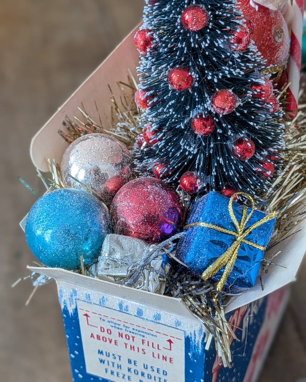 Handcrafted Vintage Kordite Freze Box Christmas Assemblage