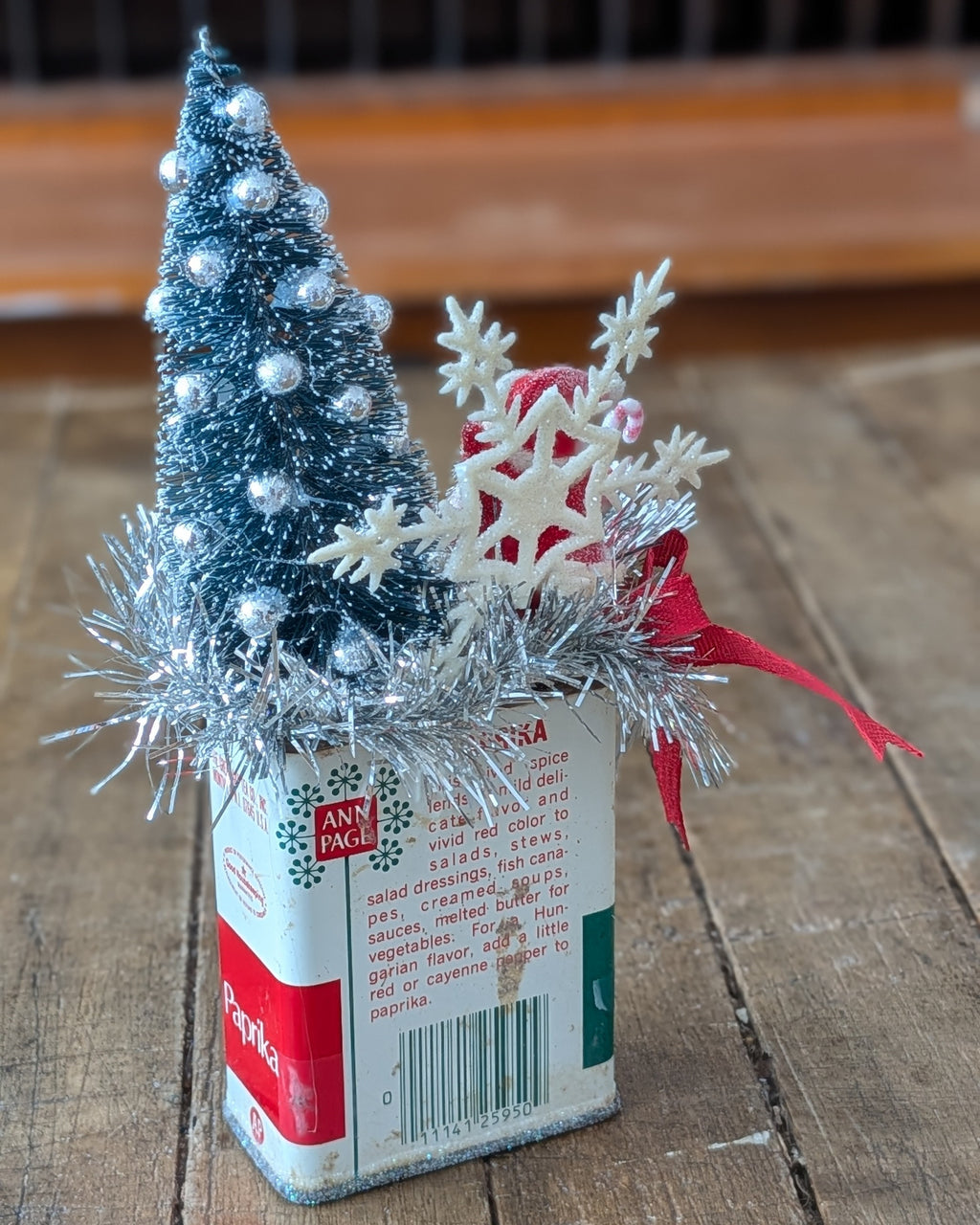 Handcrafted Vintage Paprika Spice Tin Christmas Assemblage