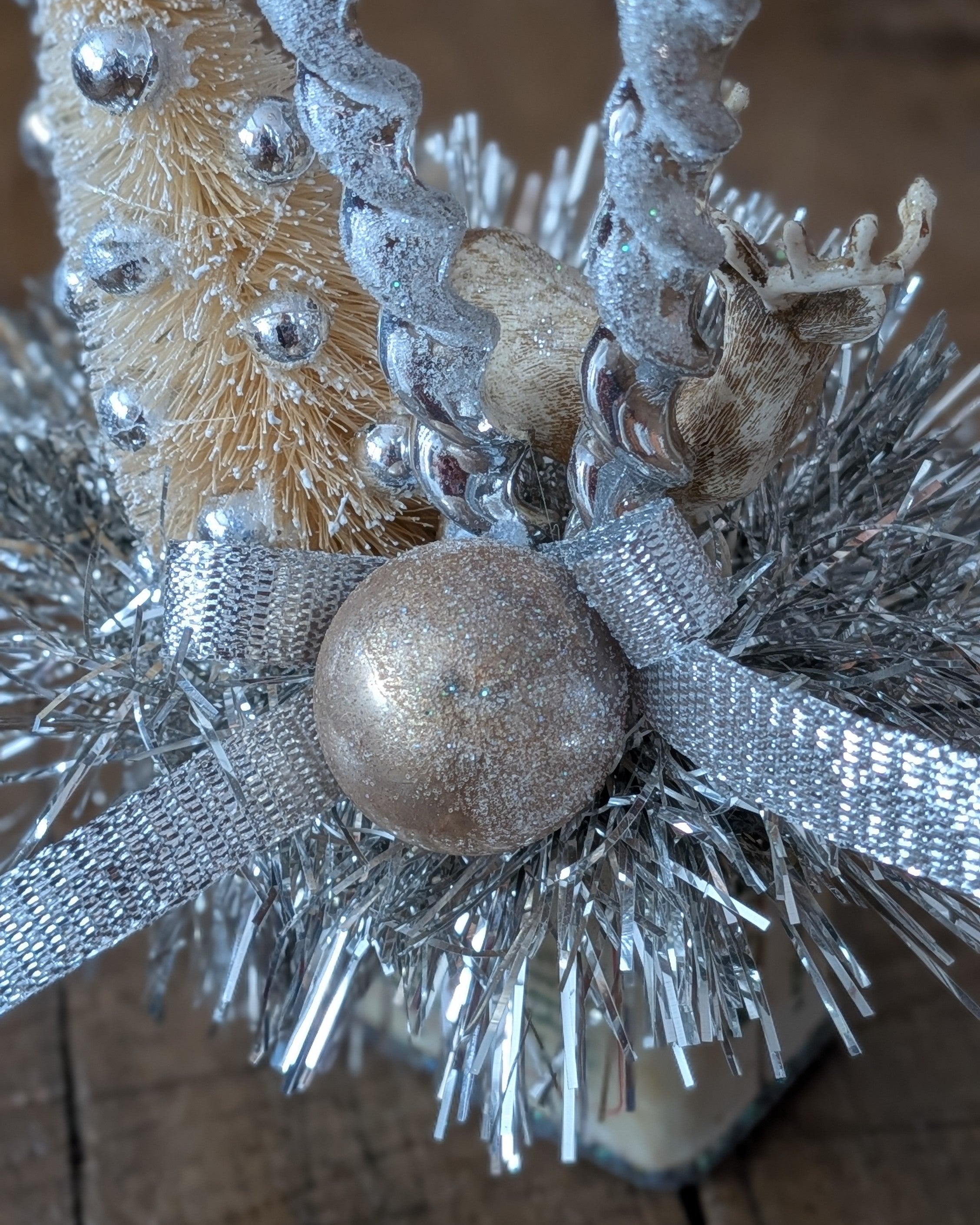 Handcrafted Vintage Mace Spice Tin Christmas Assemblage