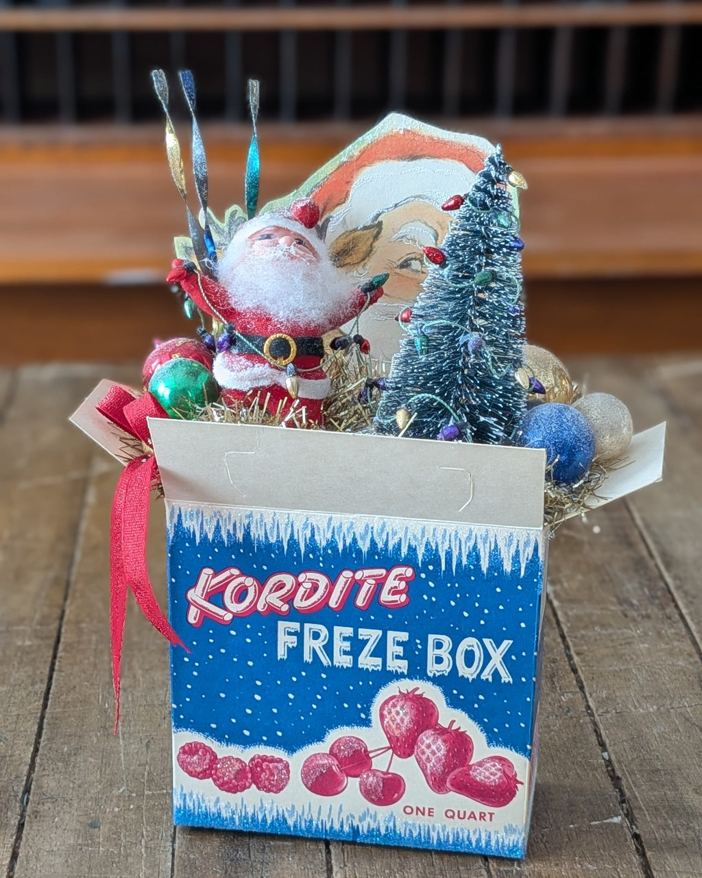 Handcrafted Vintage Kordite Freze Box Christmas Assemblage