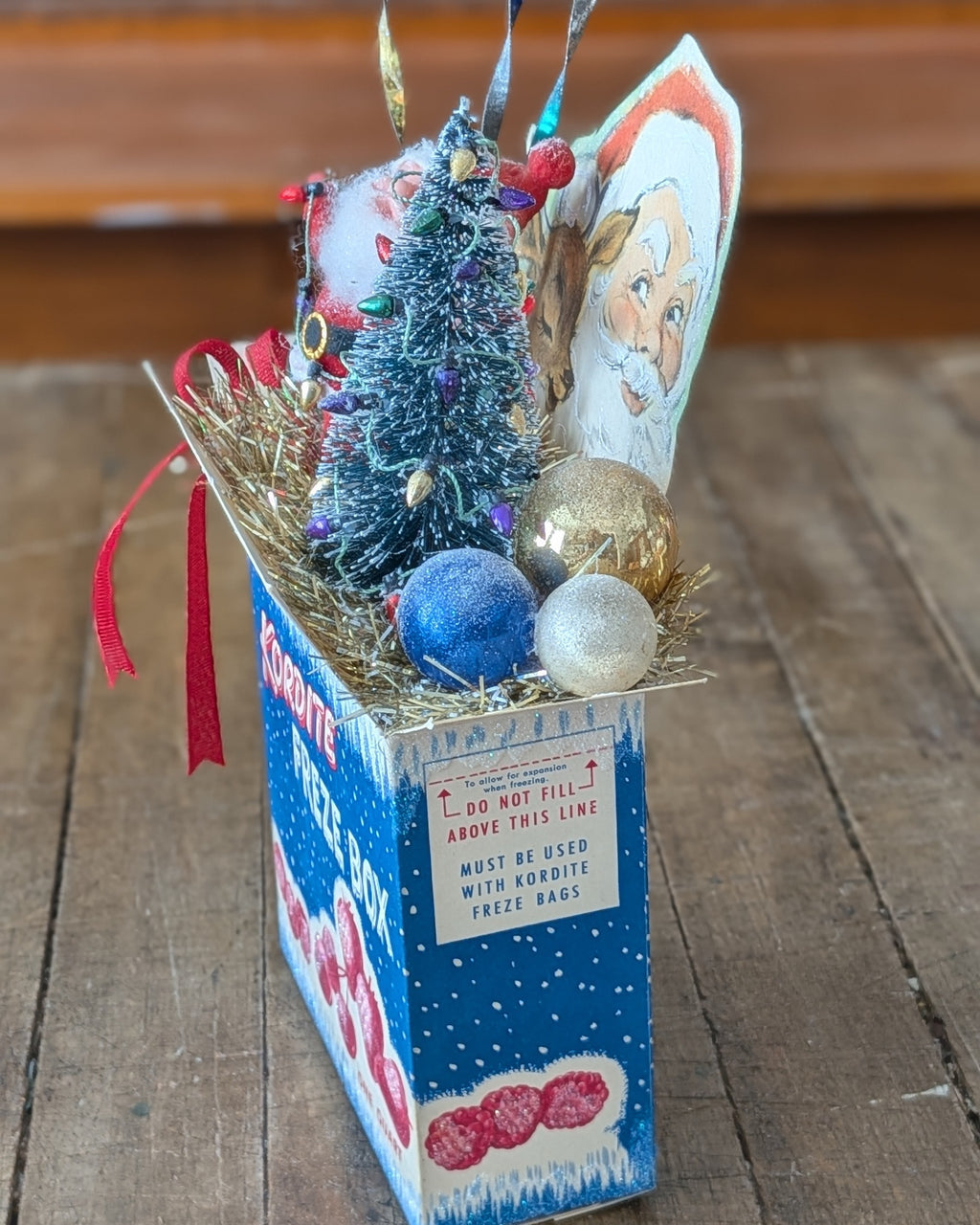 Handcrafted Vintage Kordite Freze Box Christmas Assemblage