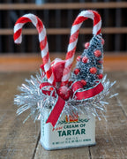 Handcrafted Vintage Cream of Tartar Spice Tin Christmas Assemblage