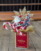 Handcrafted Vintage Thyme Spice Tin Christmas Assemblage