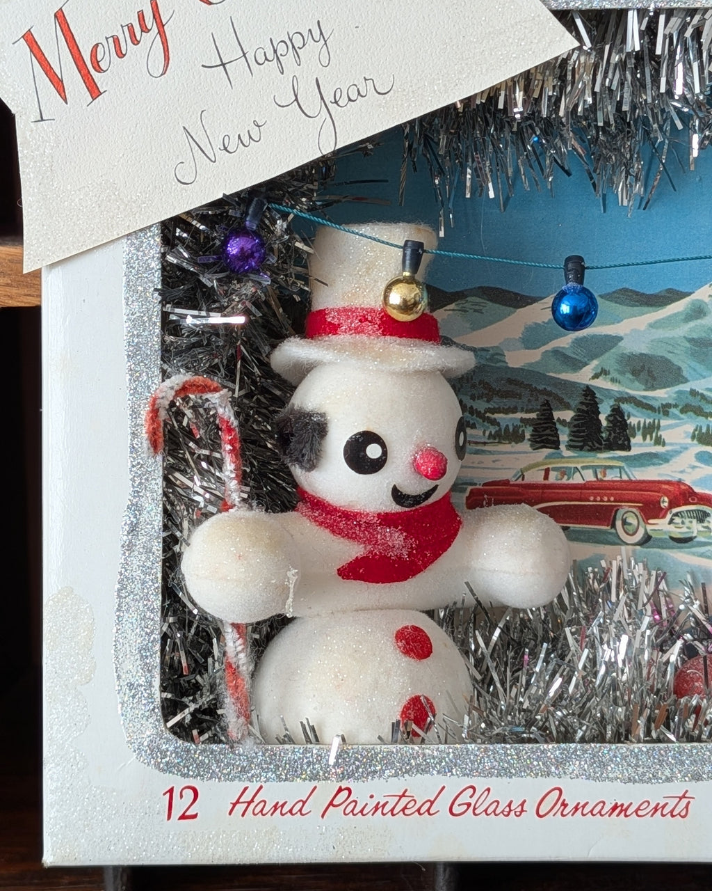 Handcrafted Vintage Holiday Reflections Ornament Box Diorama Assemblage
