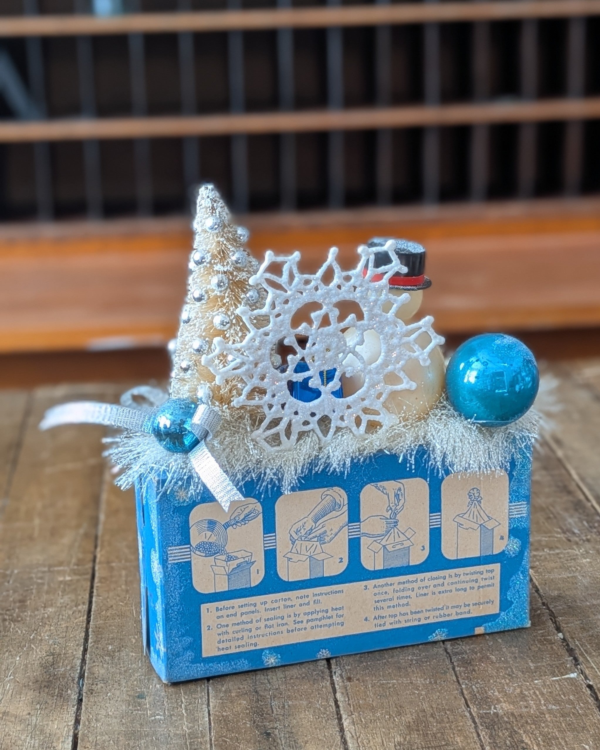 Handcrafted Vintage Space Saver Locker Box Christmas Assemblage