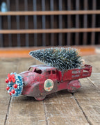 Handcrafted Antique Toy Truck with Bottle Brush Tree & Wreath
