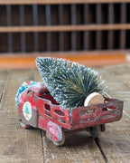 Handcrafted Antique Toy Truck with Bottle Brush Tree & Wreath