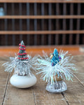 Handcrafted Set of 2 Vintage Inspired Bottle Brush Trees with Antique Doorknob Bases