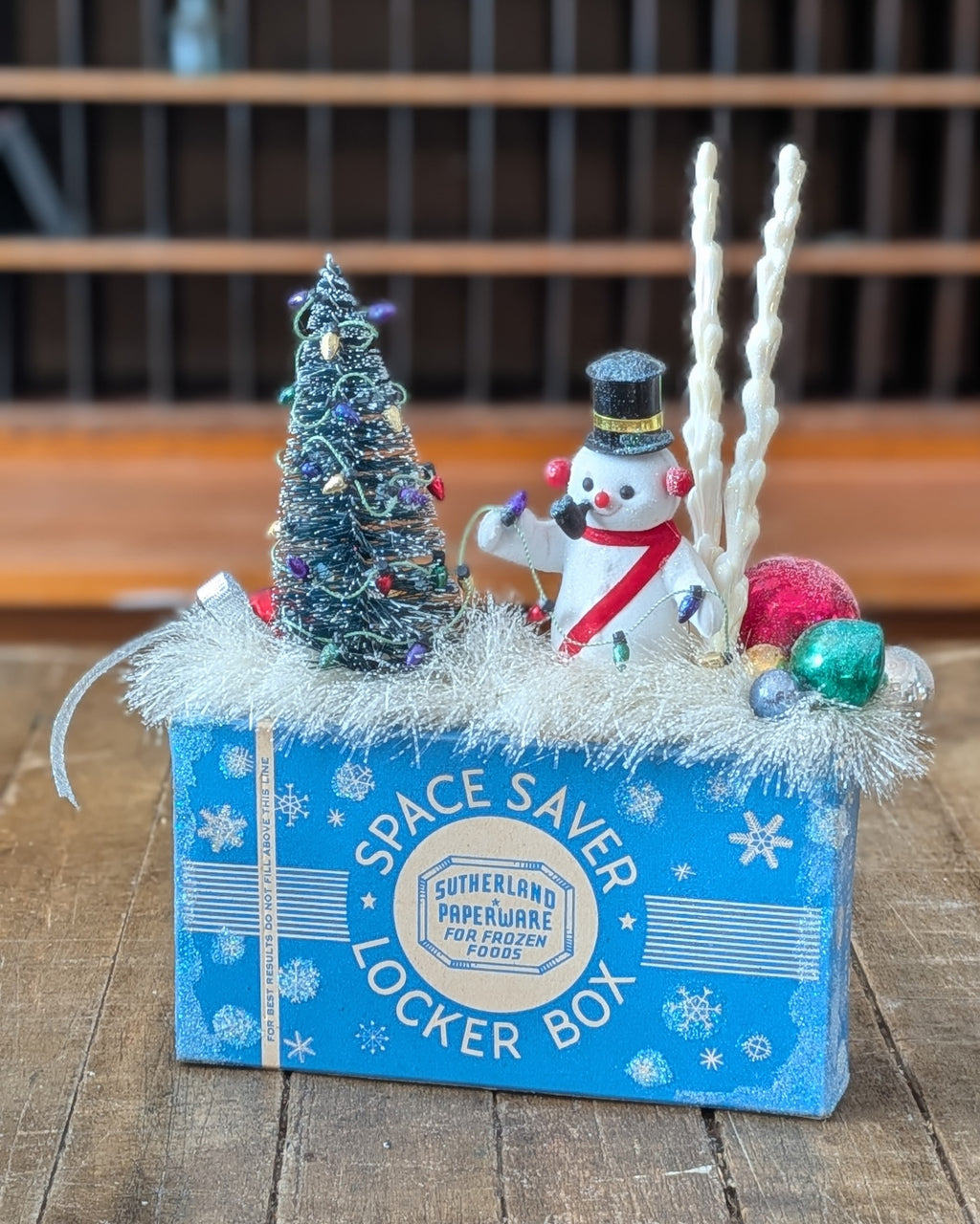 Handcrafted Vintage Space Saver Locker Box Christmas Assemblage