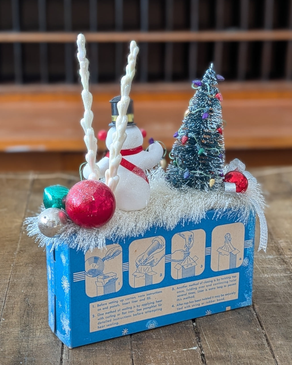 Handcrafted Vintage Space Saver Locker Box Christmas Assemblage