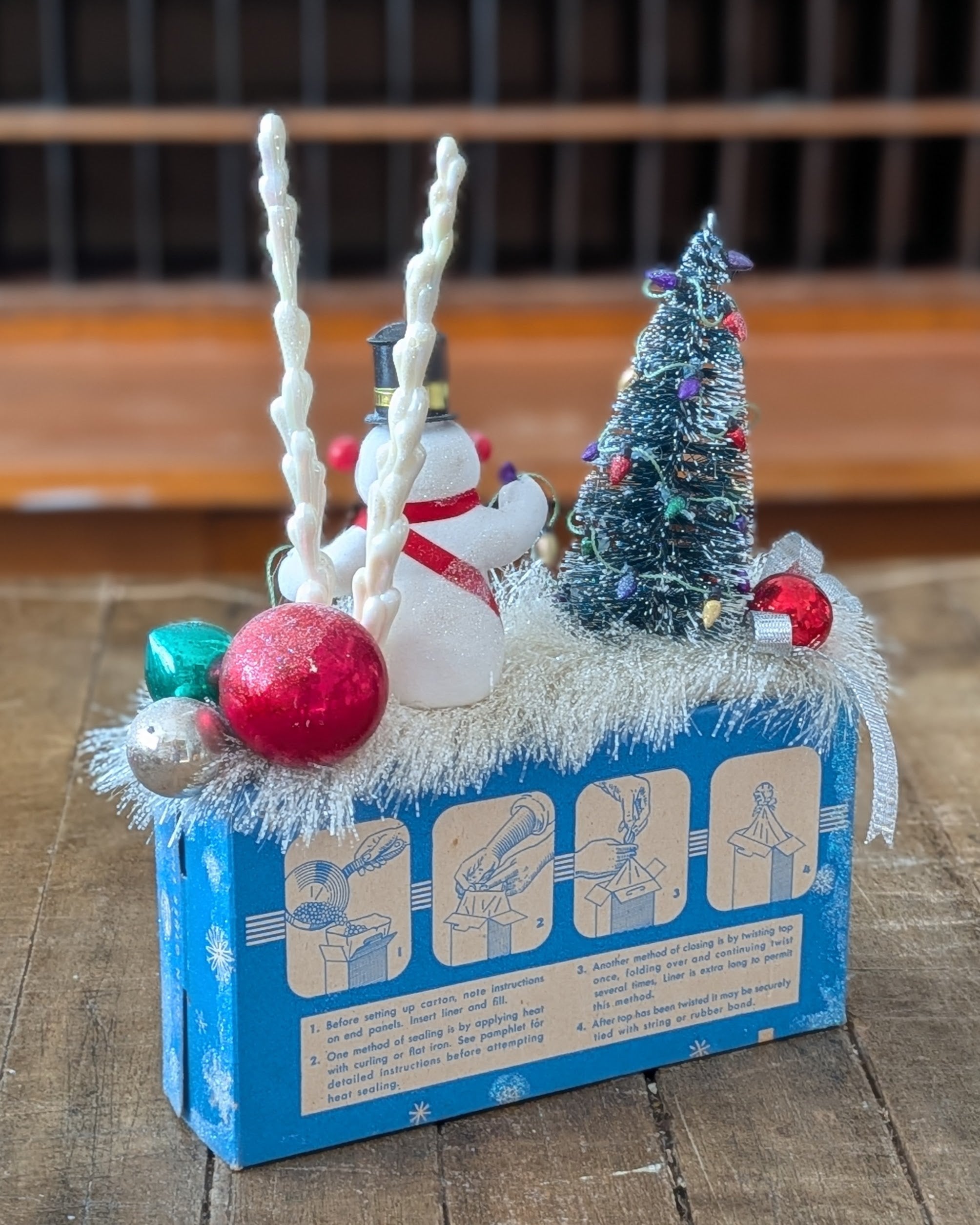 Handcrafted Vintage Space Saver Locker Box Christmas Assemblage