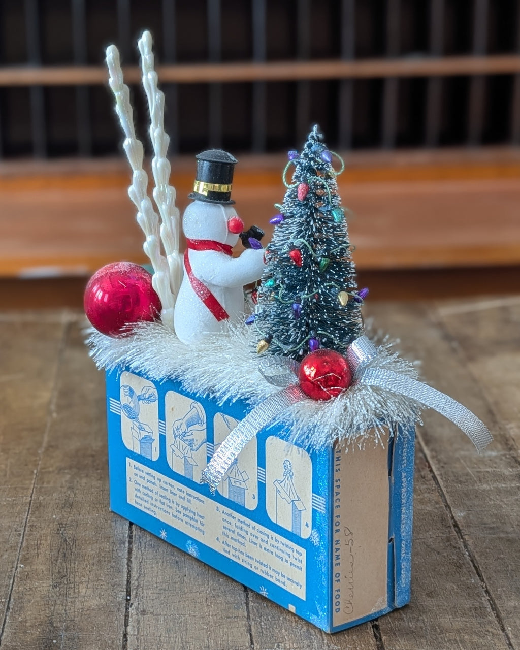 Handcrafted Vintage Space Saver Locker Box Christmas Assemblage