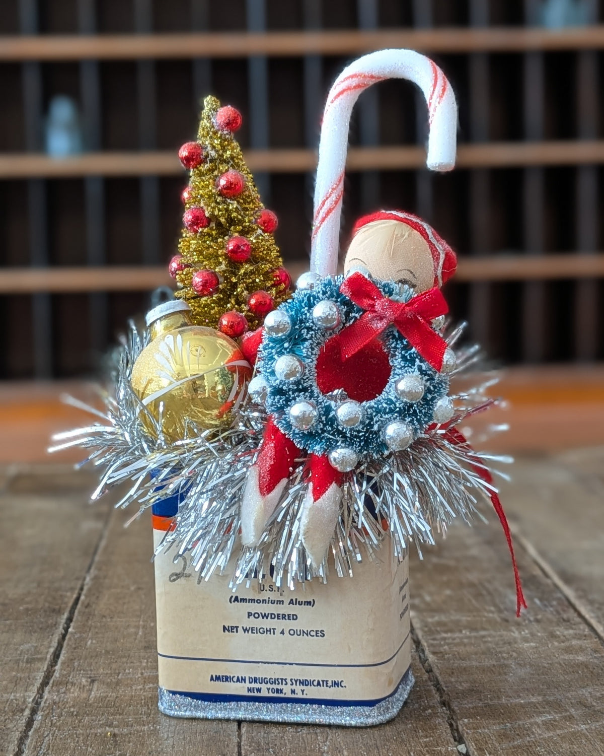Handcrafted Vintage Alum Tin Christmas Assemblage